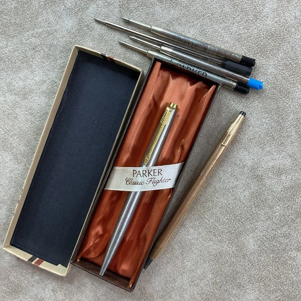 Vintage‎ Parker Classic Flighter GT Cap Action Ball Pen Brass